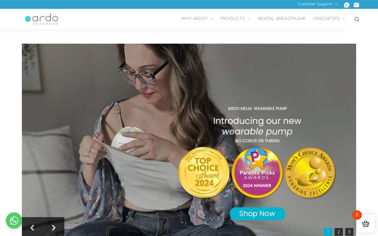 Homepage of the Ardo Singapore website